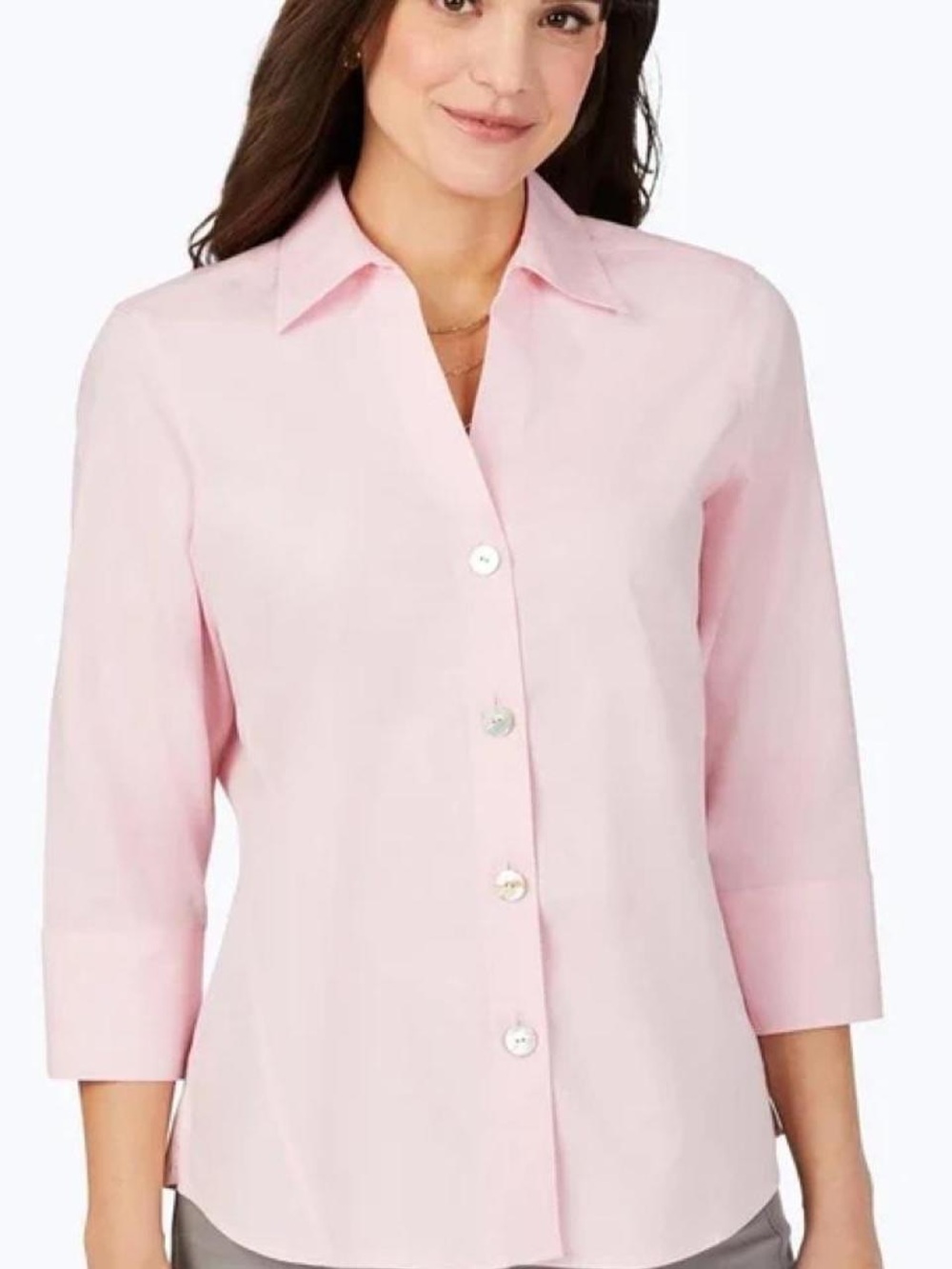 Foxcroft Light Pink Button-Down Collared Blouse